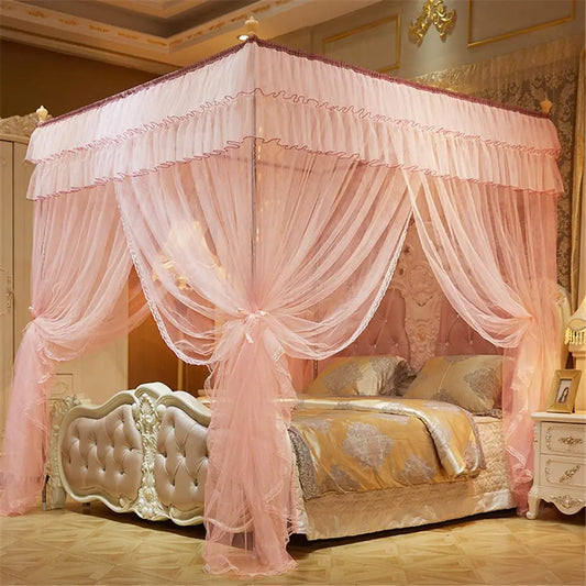 Four-Cornered  Pink Bed Canopy
